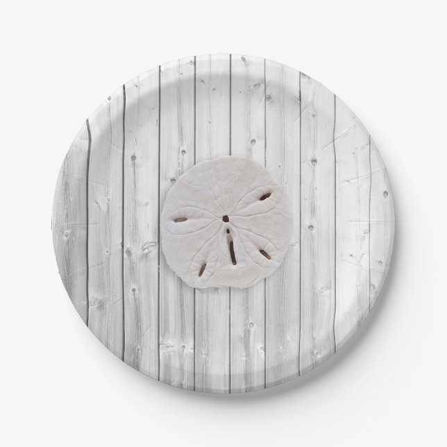 Beach Wood Sand Dollar Paper Plates (Front)