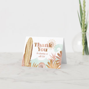 Beach Wooden Surfboard Baby Shower Thank You card