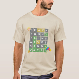 Beach Word Art Summer Vacation Word Puzzle   T-Shirt