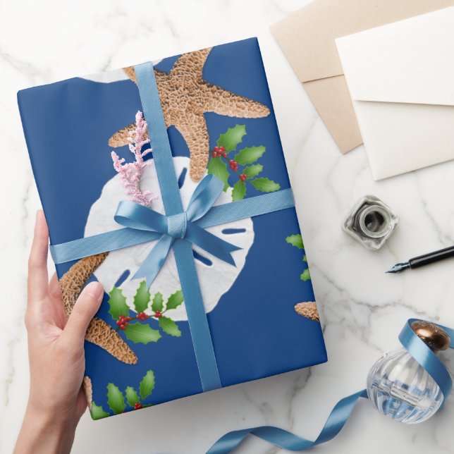 Beach Wreath Large Pattern Christmas Wrapping Paper (Gifting)