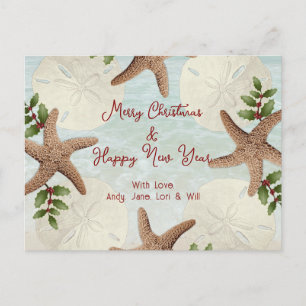 Beach Wreath Sand Dollars Christmas Postcard