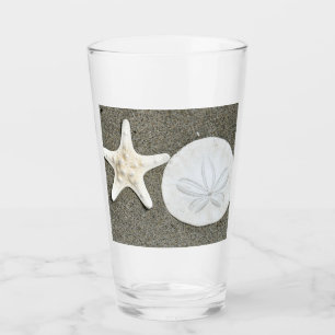 Beach X's and O's Starfish Sanddollar Glass