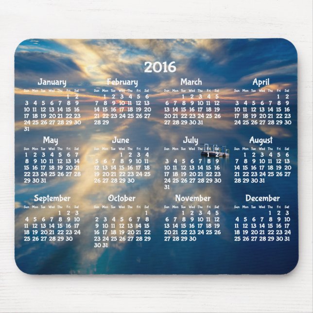 Beach Yearly Calendar 2016 Mouse Pad (Front)