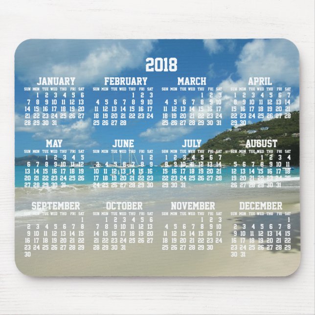 Beach Yearly Calendar 2018 Mouse Pads (Front)