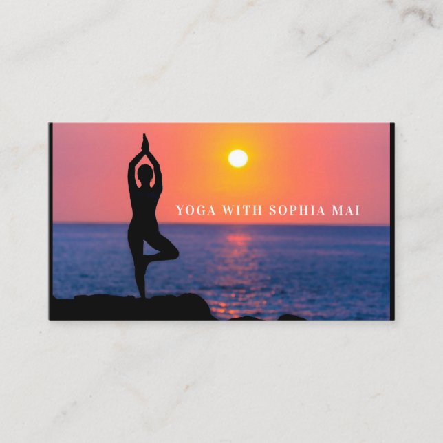 Beach Yoga Portrait, Yoga Instructor Business Card (Front)