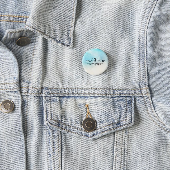 Beachaholic Watercolor Beach 3 Cm Round Badge (In Situ)
