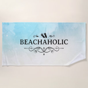 Beachaholic Watercolor Beach Towel