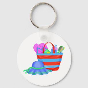 beachbag and hat multicolored key ring