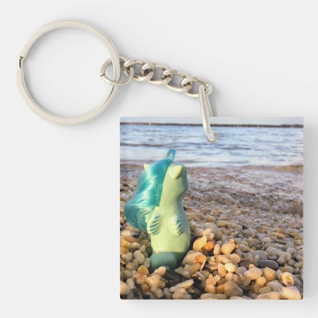 Beachcomber Baby Sea Pony at the Beach Key Ring (Front)