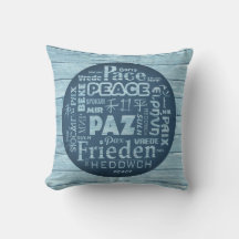 Beachcomber cushion, peace in multi languages
