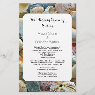 Beachcombers Seashell 5x8 Custom Wedding Program