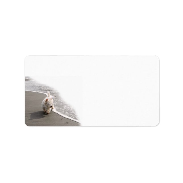 Beachcombing Westie Photo Stationery Label (Front)