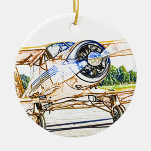 Beachcraft Staggerwing Vintage aircraft Ceramic Tree Decoration