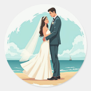 Beached Bliss Wedding Sticker