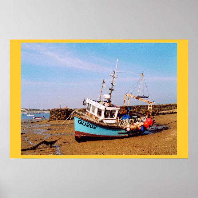 BEACHED FISHING BOAT IN GUERNSEY POSTER (Front)