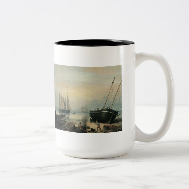 Beached for Repairs, Duncan's Point, Gloucester Two-Tone Coffee Mug (Right)