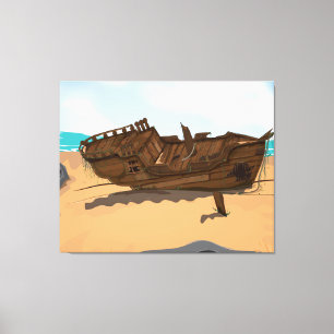 Beached Shipwreck Canvas Print