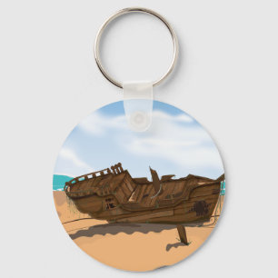 Beached Shipwreck Key Ring
