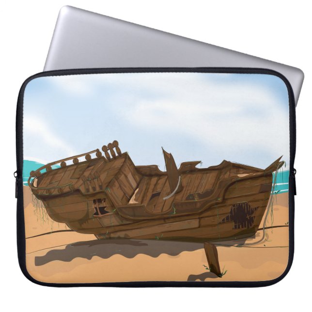 Beached Shipwreck Laptop Sleeve (Front)