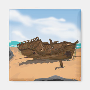 Beached Shipwreck Magnet
