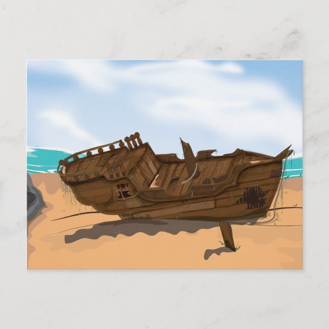 Beached Shipwreck Postcard (Front)
