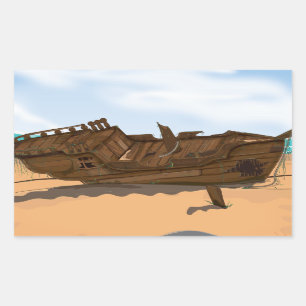 Beached Shipwreck Rectangular Sticker