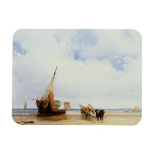 Beached Vessels and a Wagon near Trouville, c.1825 Magnet