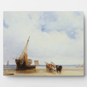 Beached Vessels and a Wagon near Trouville, c.1825 Plaque