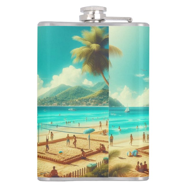 Beaches are serene paradises hip flask (Back)