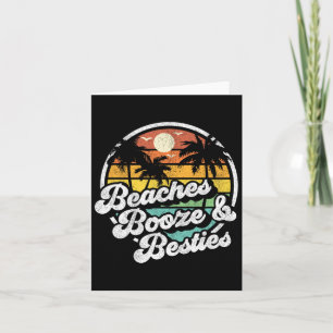 Beaches Booze And Besties Funny Retro 70s Beach Wo Card