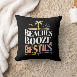 Beaches Booze & Besties Coconut Tree Summer  Cushion
