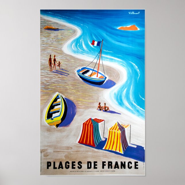 Beaches of France, Plages de France by Bernard Vil Poster (Front)