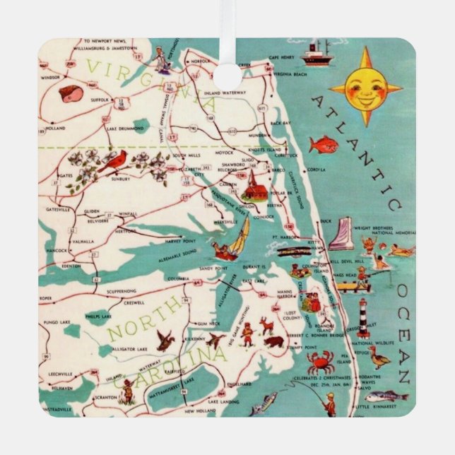 Beaches of the Outer Banks  Metal Tree Decoration (Front)