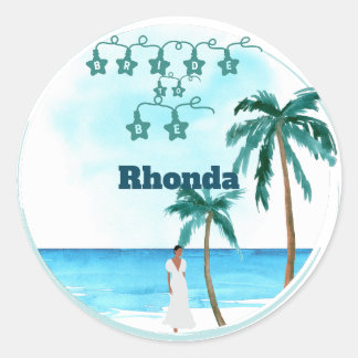 Beachfront Belle  Wedding Design   Classic Round Sticker