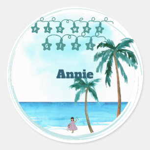 Beachfront Belle Wedding Design Classic Round Sticker