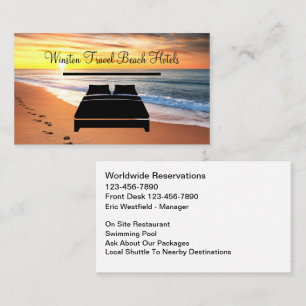 Beachfront Hotel Travel Business Cards