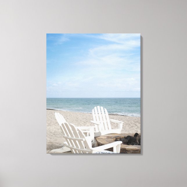 beachfront house with adirondack chairs and canvas print (Front)