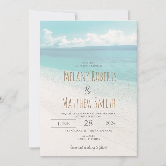 Beachfront Ocean Seaside Wedding Invitation (Front)