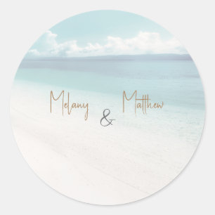 Beachfront Seaside Beach Theme Wedding Sticker