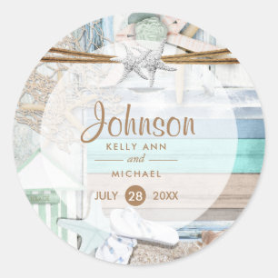 Beachfront Wedding Classic Round Sticker