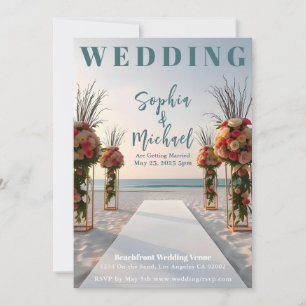 Beachfront Wedding Magazine Cover Invitation
