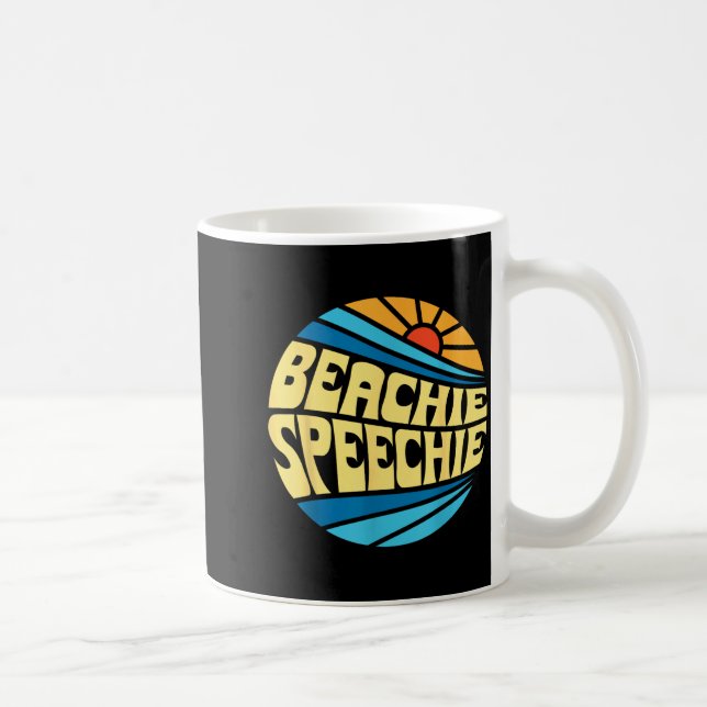 Beachie Speechie Speech Therapy Beach Retro Summer Coffee Mug (Right)