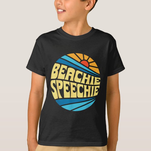 Beachie Speechie Speech Therapy Beach Retro Summer T-Shirt (Front)