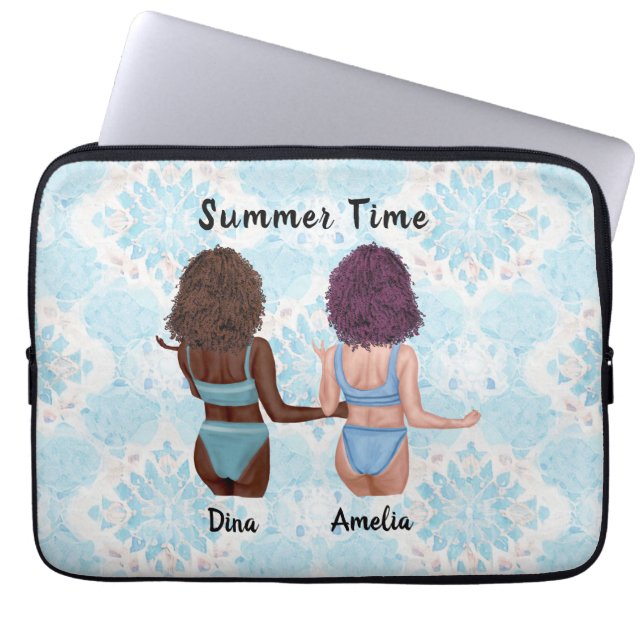 Beachside Besties: Summer Vibes with My Bestie Laptop Sleeve (Front)