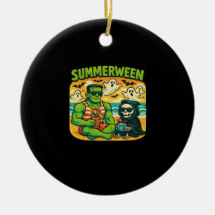 Beachside Boogeymen - Retro Summerween Vibes Class Ceramic Tree Decoration