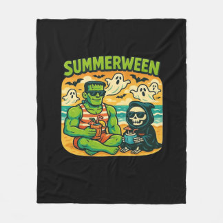 Beachside Boogeymen - Retro Summerween Vibes Class Fleece Blanket