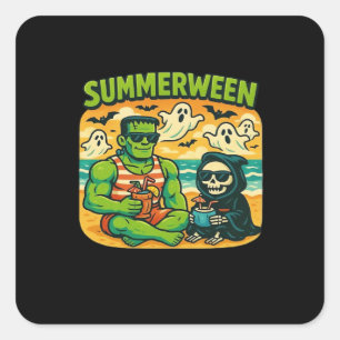 Beachside Boogeymen - Retro Summerween Vibes Class Square Sticker