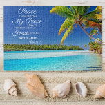 Beachside Cook Island - John 14:27 Bible Verse Jigsaw Puzzle<br><div class="desc">Note: You can just igore the personalise name and signature, because that part was totally hidden. just buy the puzzle the way it is or feel free to edit them if you wish.~~ This beautiful puzzle features a stunning photograph of Cook Island beach as its background, with the entire John...</div>