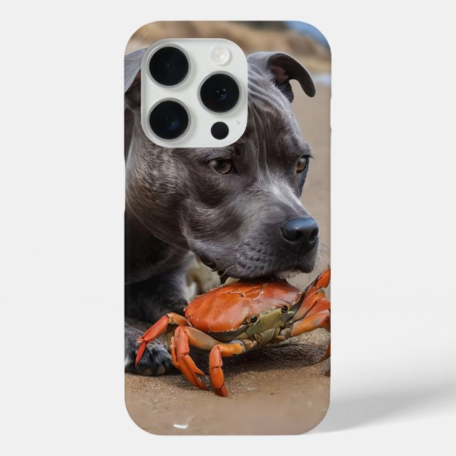 "Beachside Pals: A Staffy and Its Crab Companion" Case-Mate iPhone Case (Back)