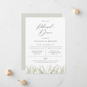 Beachside Pampas Grass Rehearsal Dinner Announcement
